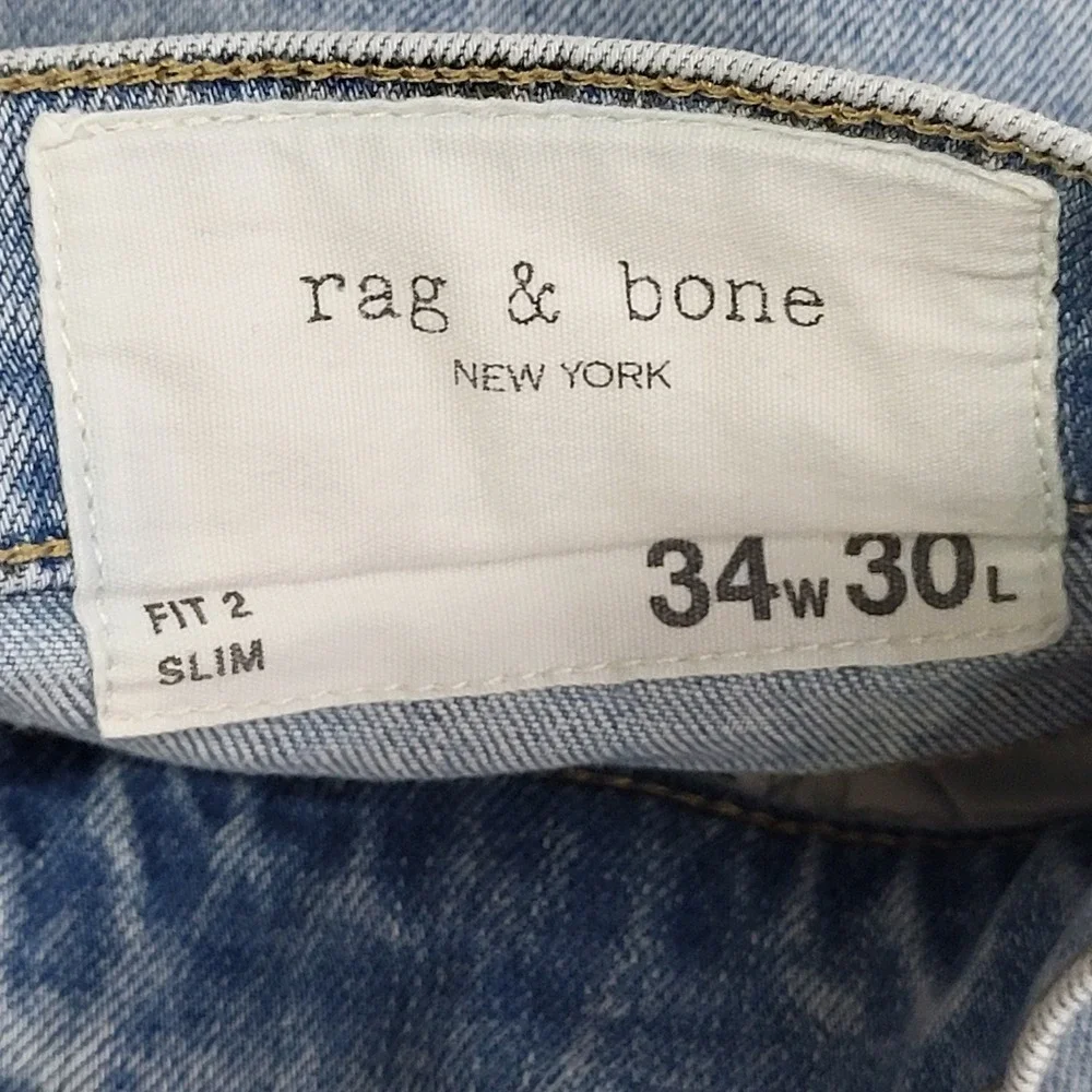 Rag & Bone Fit 2 Slim Jeans Mens 34x30 Light Wash Flynn Denim